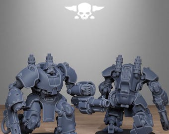 Armatura potenziata GrimGuard: Brute Gunner + Base/i Stampe UHD 16K / 12K di StationForge / Guerra di trincea / Fanteria ribelle / Templare della Guardia del Vuoto