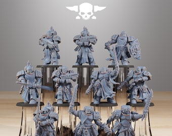 Sokrates Legion Templarrs (10 Modelle) + Basis(n) von StationForge | 8K Druck | Raum Krieger | Paladine | Kaiserliche Marine | Grimmdark Zukunft |