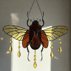 Muster Käfer Glasmalerei, Käfer Glasmalerei Suncatcher, DIY Glasmalerei Wohnkultur, Festliches Muster