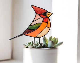 Mönster för färgat glas av kardinalsolfångare: DIY-heminredning (PDF)
