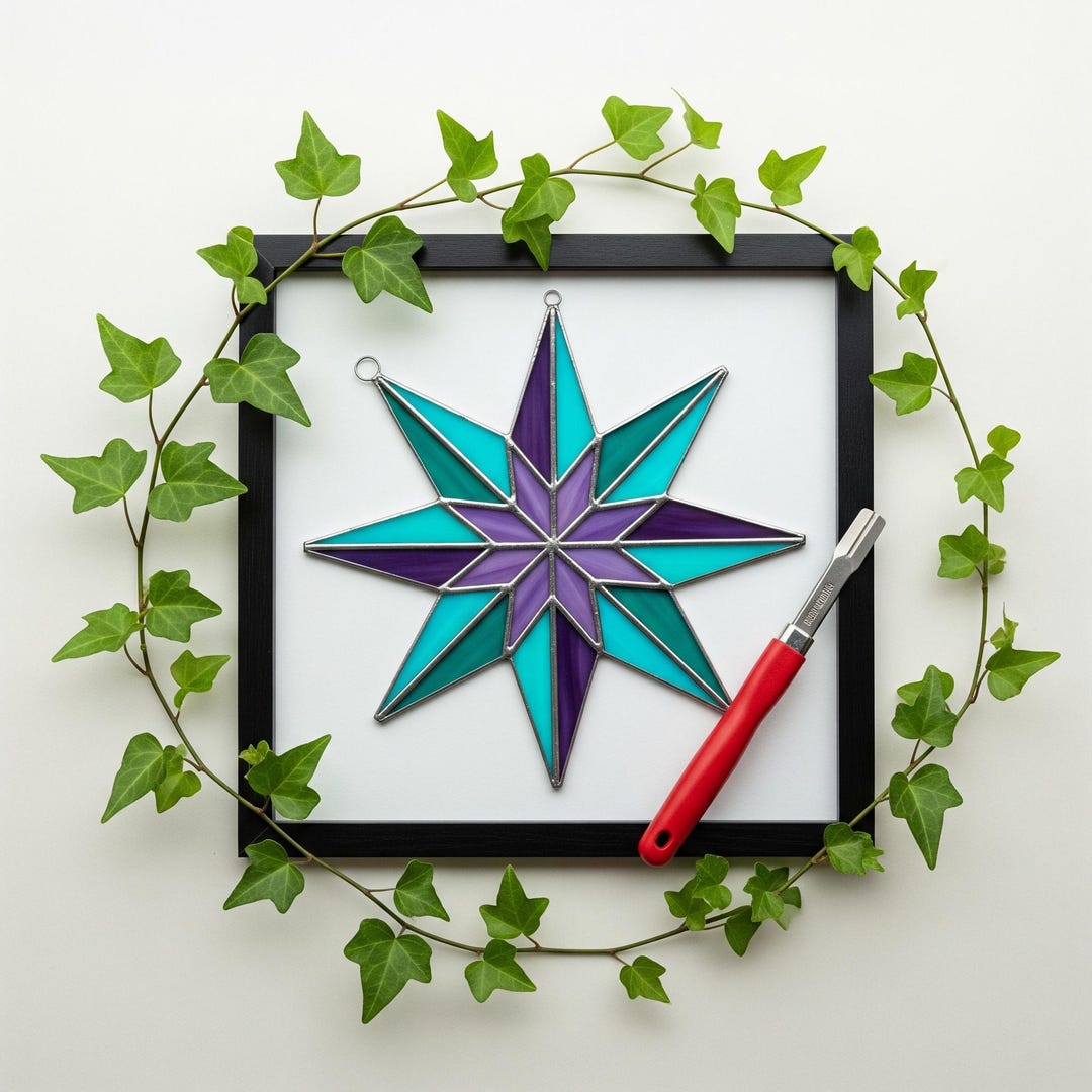 Starburst Stained Glass Pattern: North Star Geometric Suncatcher (PDF ...
