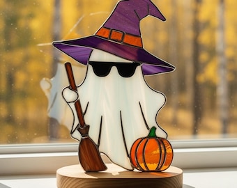 Lustiger Geist Bunt Glas Suncatcher: Handgemachte Halloween Fenster Dekoration