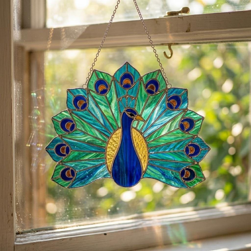 Peacock Stained Glass Mirror - Etsy
