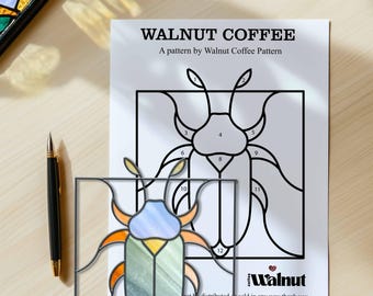 Beetle Stained Glass Pattern: Geometric Coloring Bookmark (Digital Download)