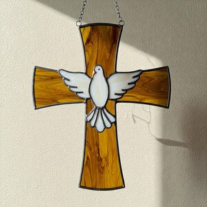 Dove and Cross Stained Glass Pattern: Christian Suncatcher (PDF) - Etsy