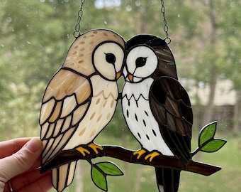Eulen Paar Glasmalerei Suncatcher Muster (PDF)