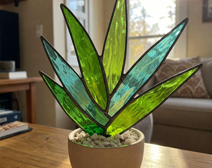 Handmade Stained Glass Succulent, Plant Lover Gift, Housewarming Gift