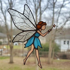 Fairy With Blue Dress Stained Glass Pattern, Fairy Glass Suncatcher Pattern, Festive Pattern PDF, Fairy Lover Gift