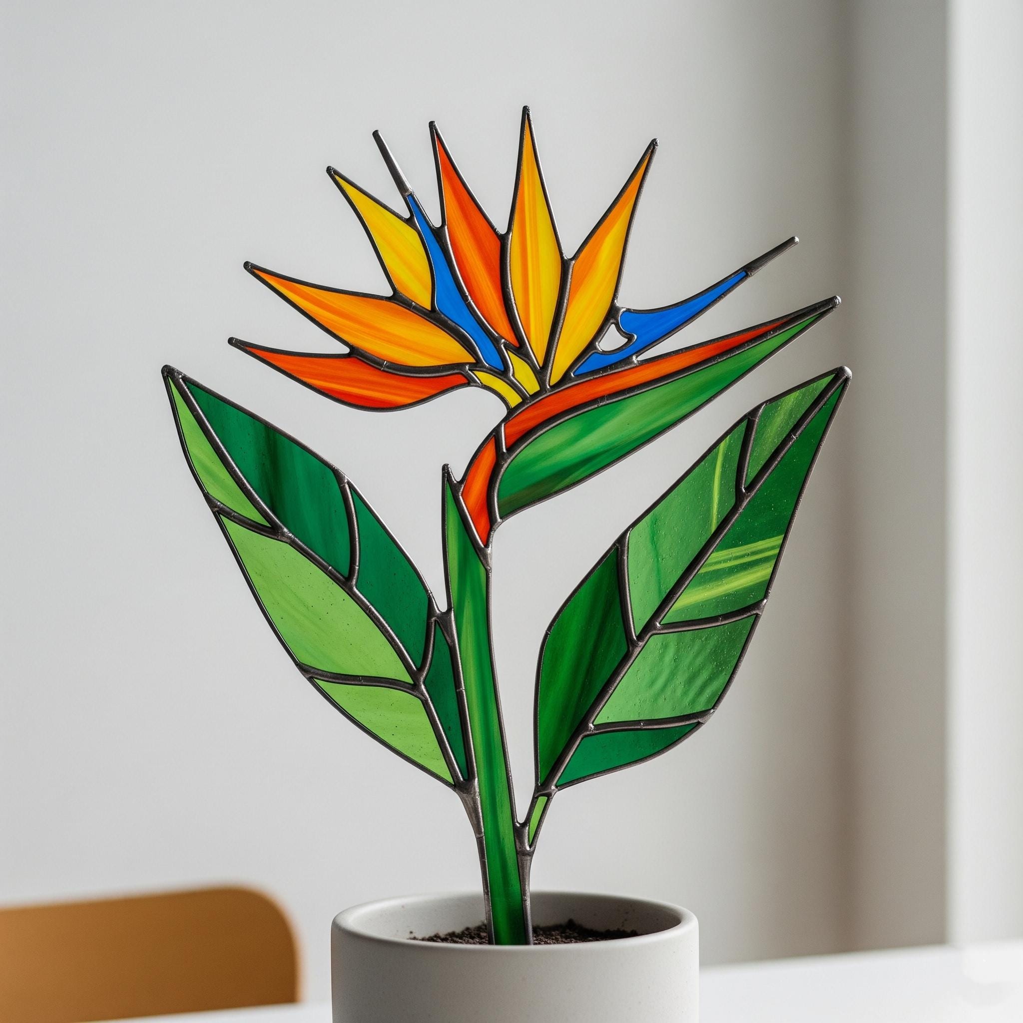 Bird of Paradise Stained Glass Pattern: Tropical Flower Suncatcher (PDF ...