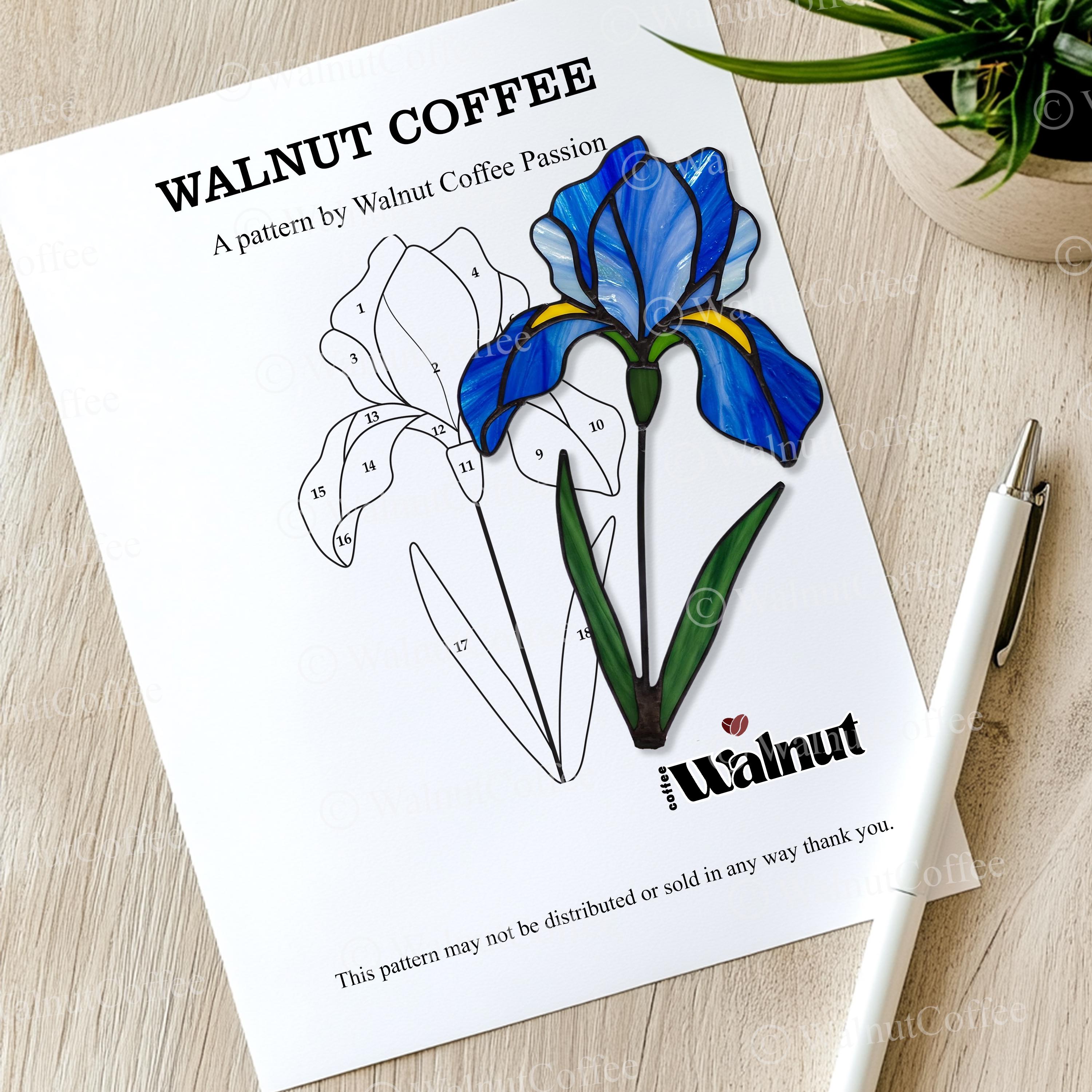 Blue Iris Stained Glass Pattern: DIY Home Decor (PDF) - Etsy
