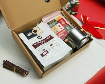 VIETNAM Coffee Starter Pack with Filter Press Coffee Maker | Organic Fine Robusta Honey | Sample Robusta Rose