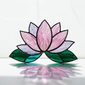 Lotus Flower Stained Glass Pattern, Lotus Stained Glass Suncatcher Pattern, DIY Stained Glass, Festive Pattern PDF, Gift for mom, Home Decor