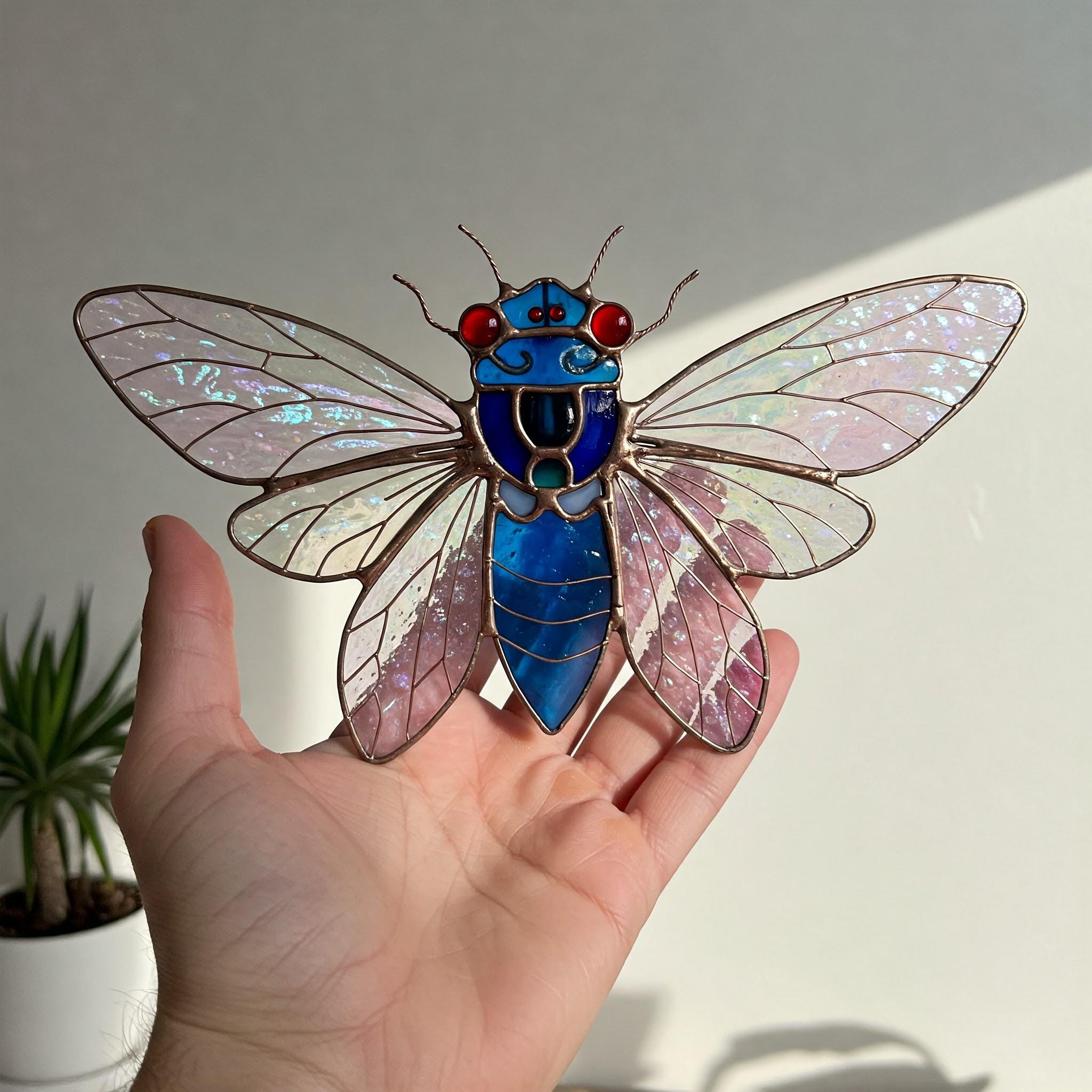 セミのステンドグラス窓飾り：昆虫の壁アート - Etsy 日本