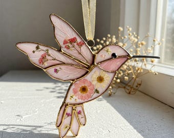 Pink Hummingbird Stained Glass Suncatcher Pattern (Digital Download)