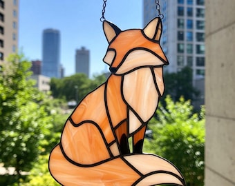 Fox Stained Glass Pattern, Festive Suncatcher Design (PDF, JPEG, PNG)