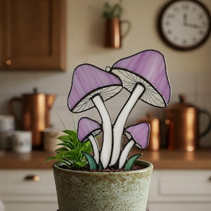 Pattern Mushroom Stained Glass, Purple Toadstool Stained Glass, Forest Mushroom, DIY Stained Glass Home Decor, Festive Pattern, PDF, Hanging