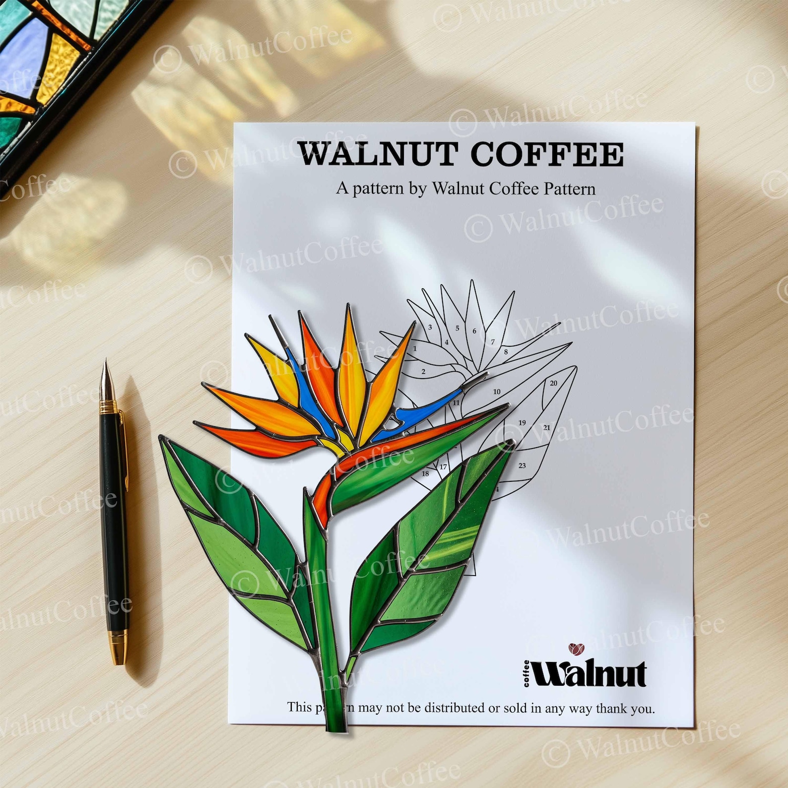 Bird of Paradise Stained Glass Pattern: Tropical Flower Suncatcher (PDF ...