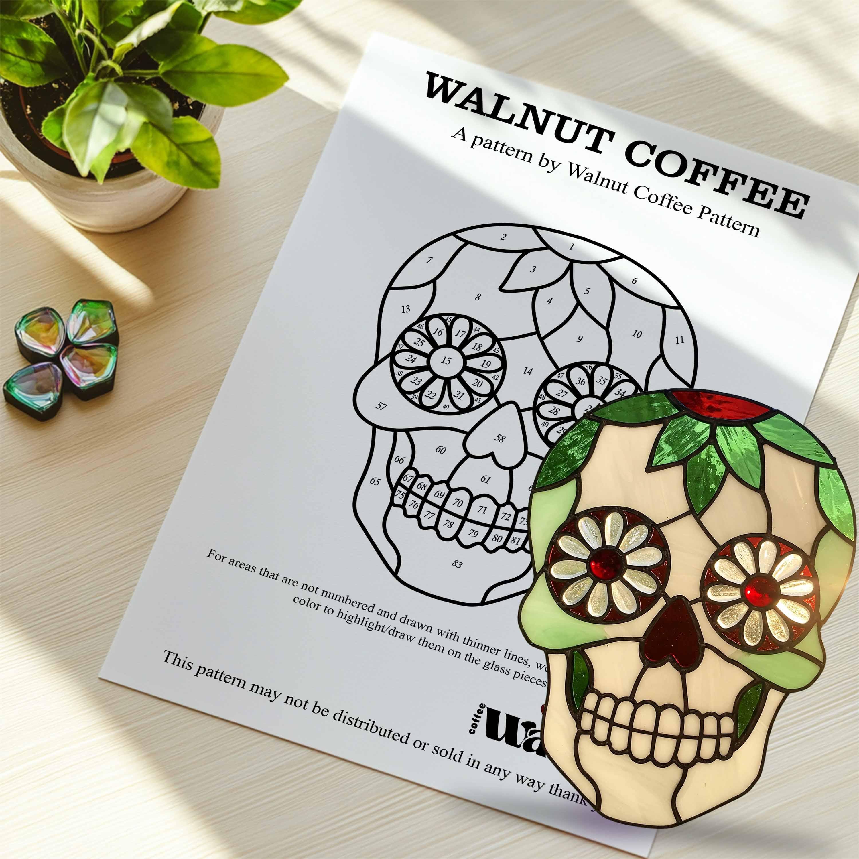 スカルフラワーサンキャッチャーステンドグラスパターン（PDF） - Etsy