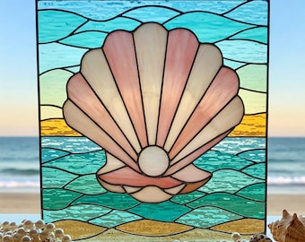 Seashell Stained Glass Pattern: Wave Suncatcher DIY (PDF)