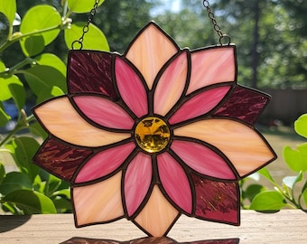 Colorful Flower Suncatcher Stained Glass Pattern (PDF Design)