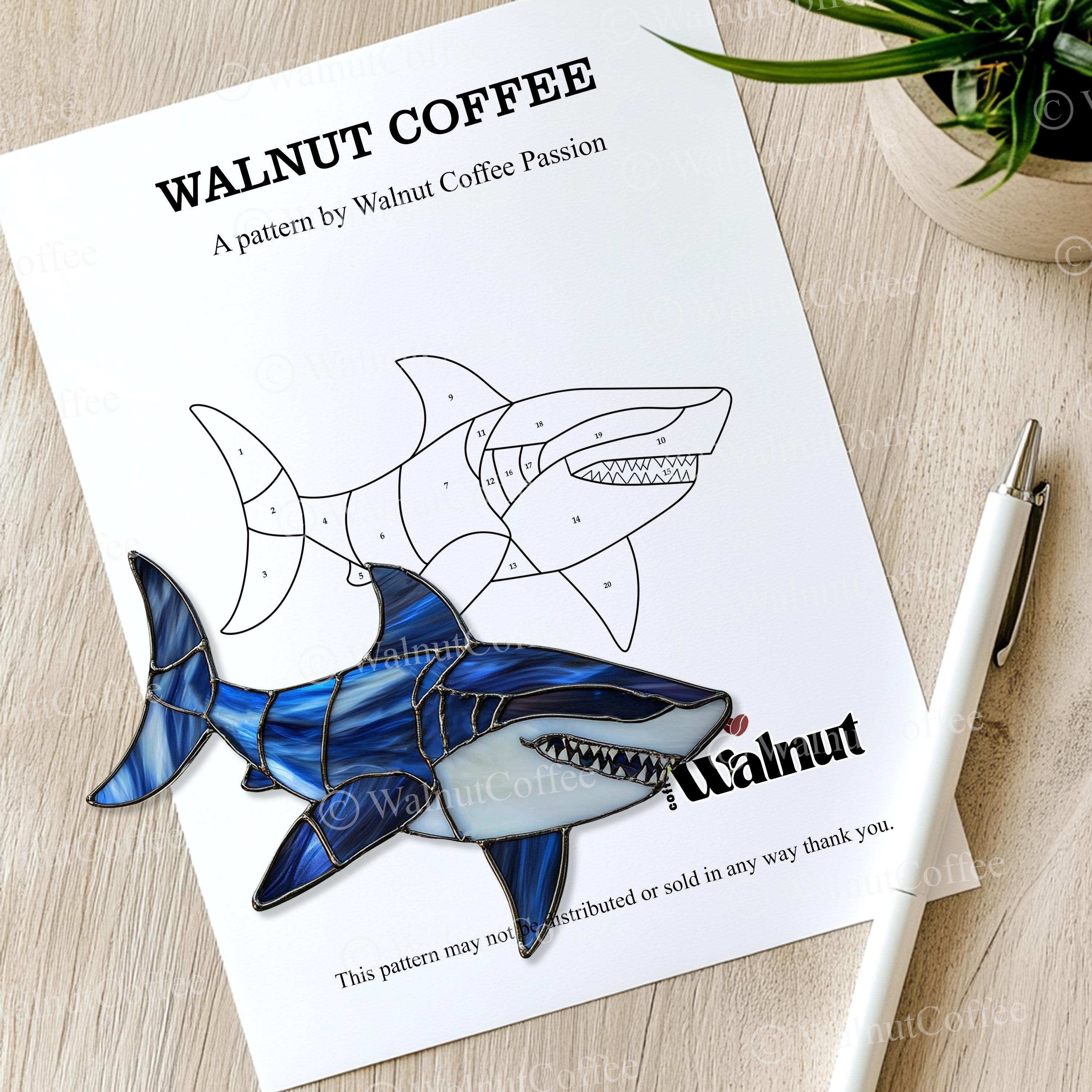 サメのステンドグラスパターン：海の生き物DIY（PDF） - Etsy 日本