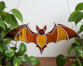 Handgemachte Glasmalerei Fledermaus Sonnenfänger: Gothic Halloween Fenster Dekoration