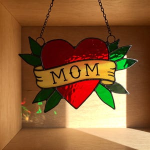 Mother&#39;s Heart Stained Glass Pattern, Mom Heart Stained Glass Pattern, DIY Stained Glass, Festive Pattern PDF, Mother&#39;s Day Gift, Home Decor