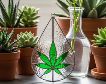 Cannabis Leaf Suncatcher, Marijuana Stained Glass Pattern (PDF Pattern)