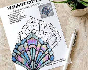 Iridescent Seashell Stained Glass Pattern, Ocean Shell Window Hanging, Coastal Home Decor, Nautical Glass Art, Mermaid Theme Gift