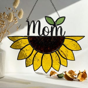 Stained Glass Sunflowers Suncatcher, Mother’s Day Gift, Handmade Gift for Mom, Floral Window Decor, Unique Home Accent