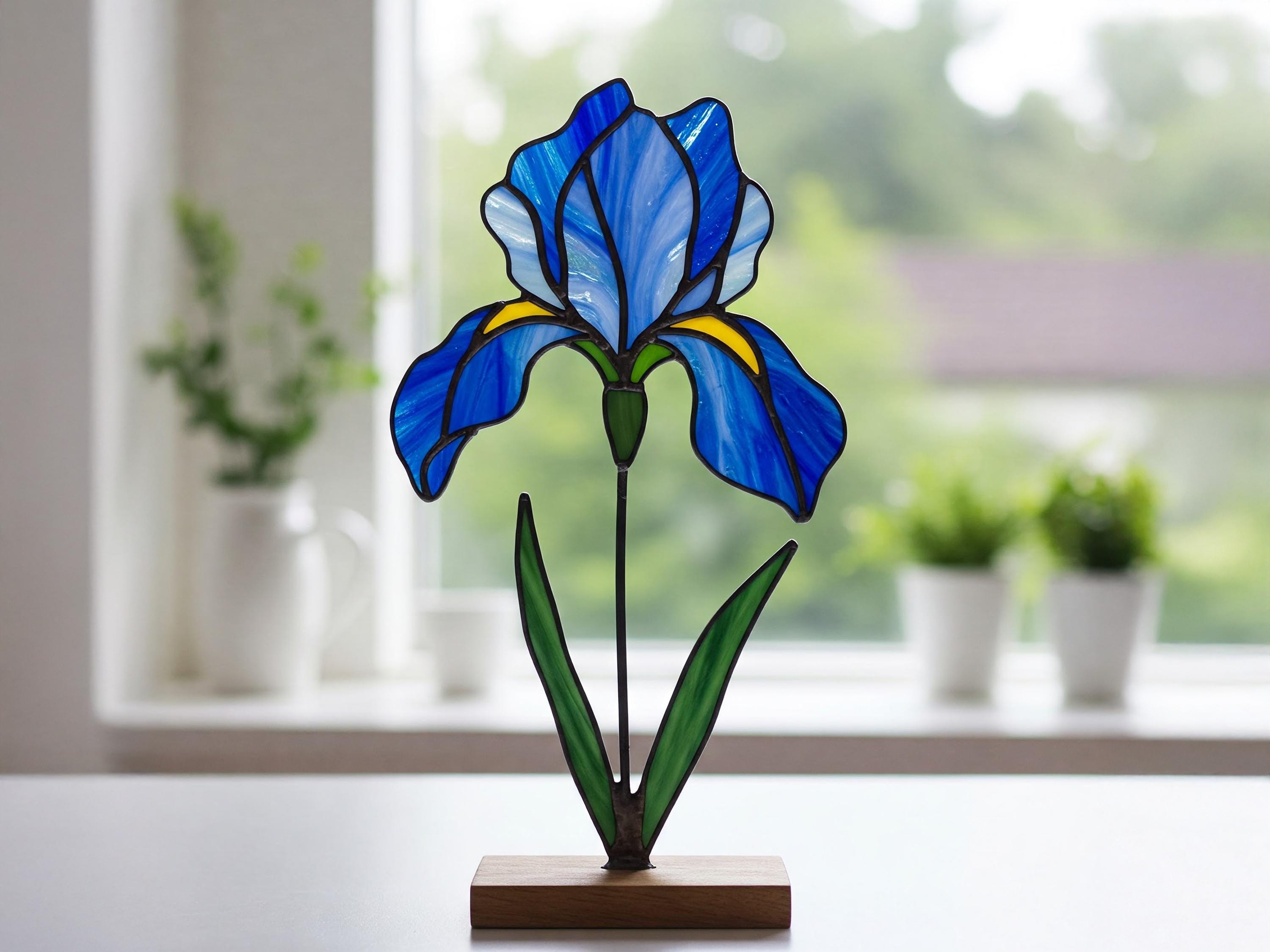 Blue Iris Stained Glass Pattern: DIY Home Decor (PDF) - Etsy