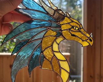 Stained Glass Dragon Suncatcher PDF Pattern: Fantasy Decor (Digital Download A3 Size)
