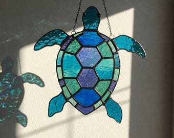 Sea Turtle Stained Glass Pattern, Ocean Animal Stained Glass Pattern,  Marine Life Decor DIY Stained Glass, Festive Pattern PDF