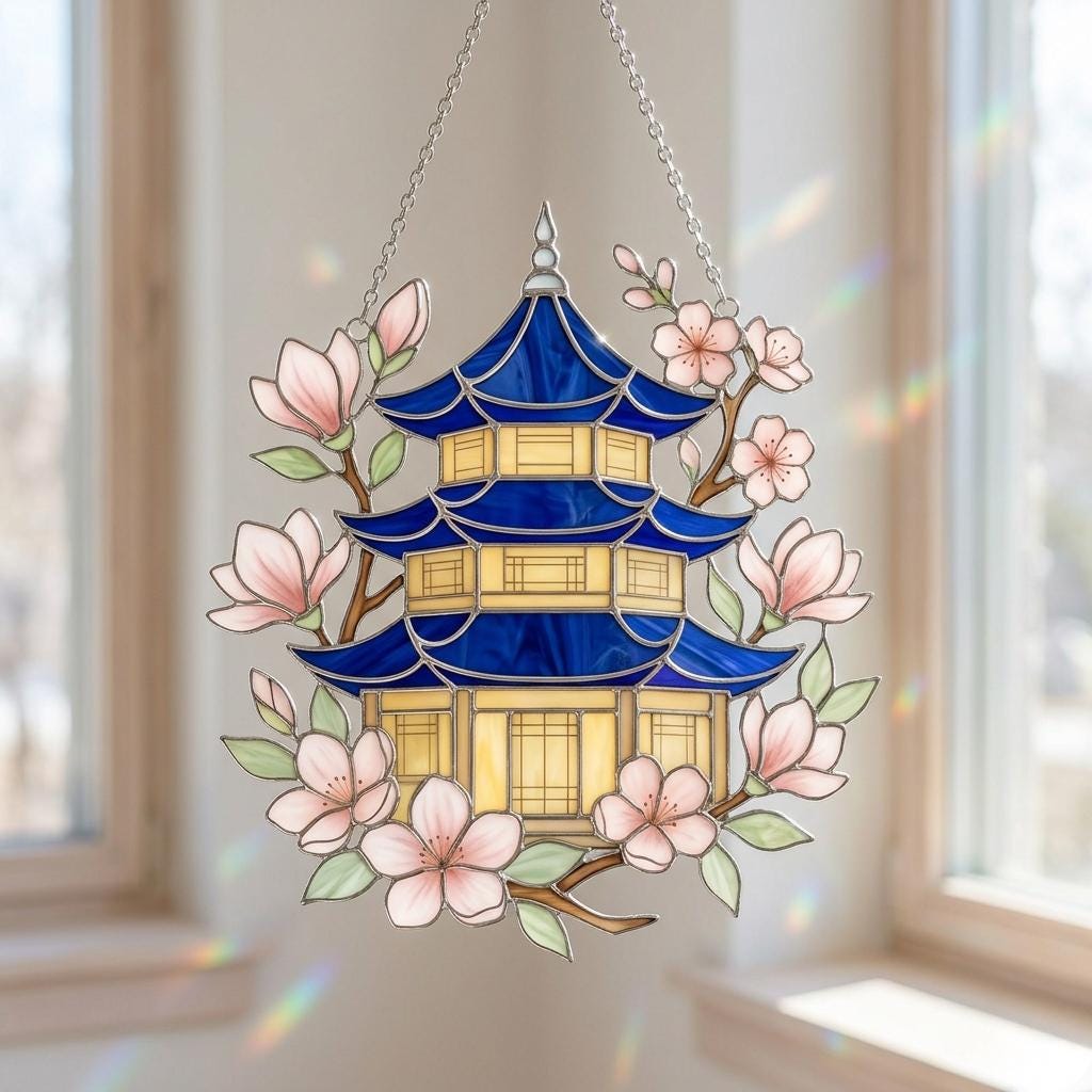 Pagoda Stained Glass - Etsy