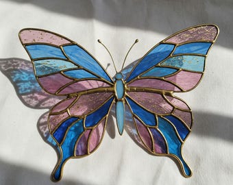 Stained Glass Butterfly Suncatcher: Colorful Window Decor