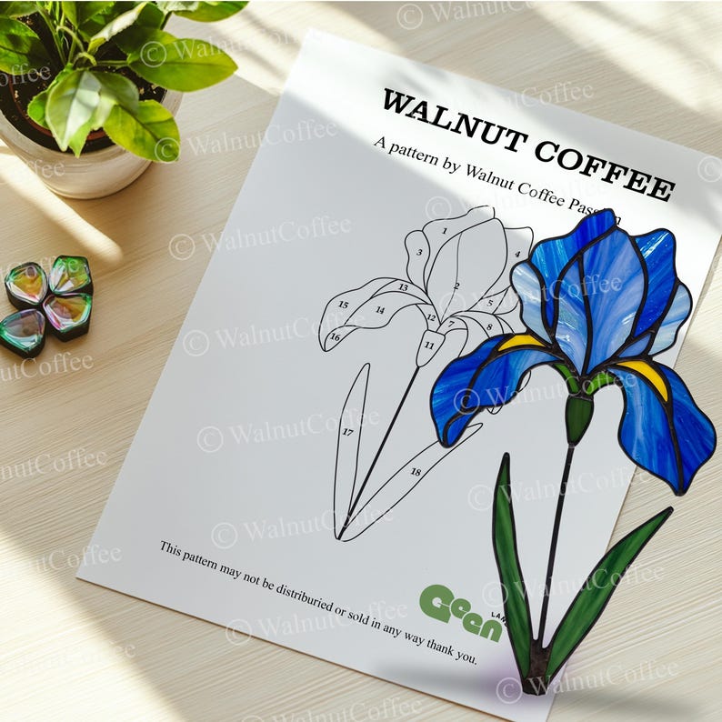 Blue Iris Stained Glass Pattern: DIY Home Decor (PDF) - Etsy