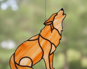 Acchiappasole In Vetro Colorato Con Lupo 15,2 Cm – Cattura Luce Artistica Per Finestre, Simbolo Di Forza E Lealtà