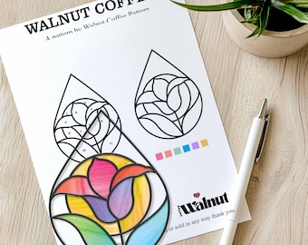 Hibiscus Stained Glass Pattern: Geometric Suncatcher Design (PDF, JPEG, PNG)