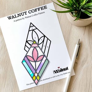 Floral Stained Glass Pattern: Geometric Flower Coloring Bookmark (Digital Download) image 2