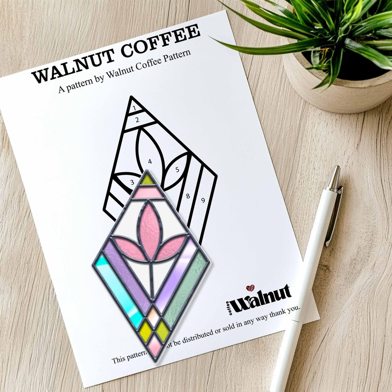 Floral Stained Glass Pattern: Geometric Flower Coloring Bookmark (Digital Download) image 2