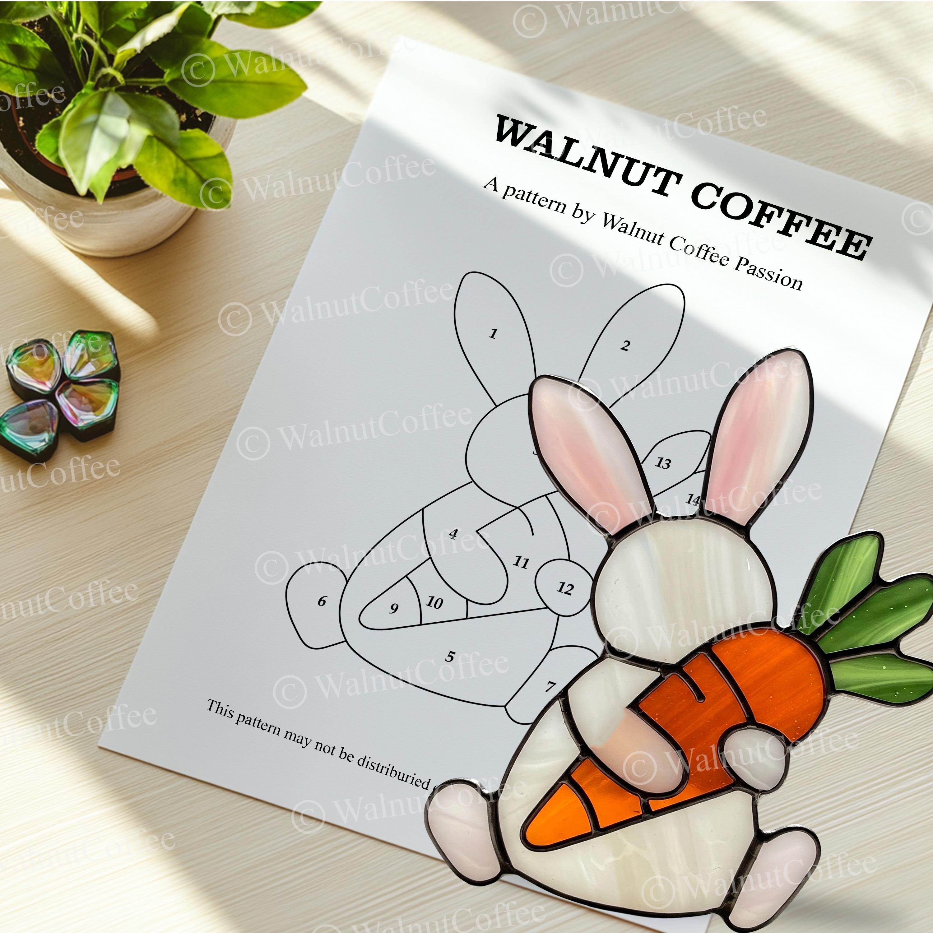 Simple Stained Glass Rabbit Bunny Stained Glass Pattern: Rabbit With Carrot Decor (PDF) - Etsy