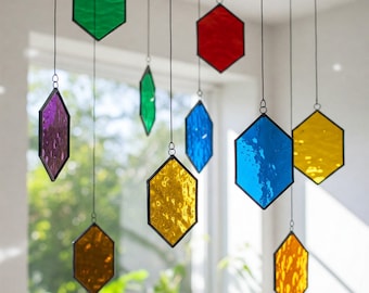 Stained Glass Crystal Suncatcher: Irregular Hanging Window Decor