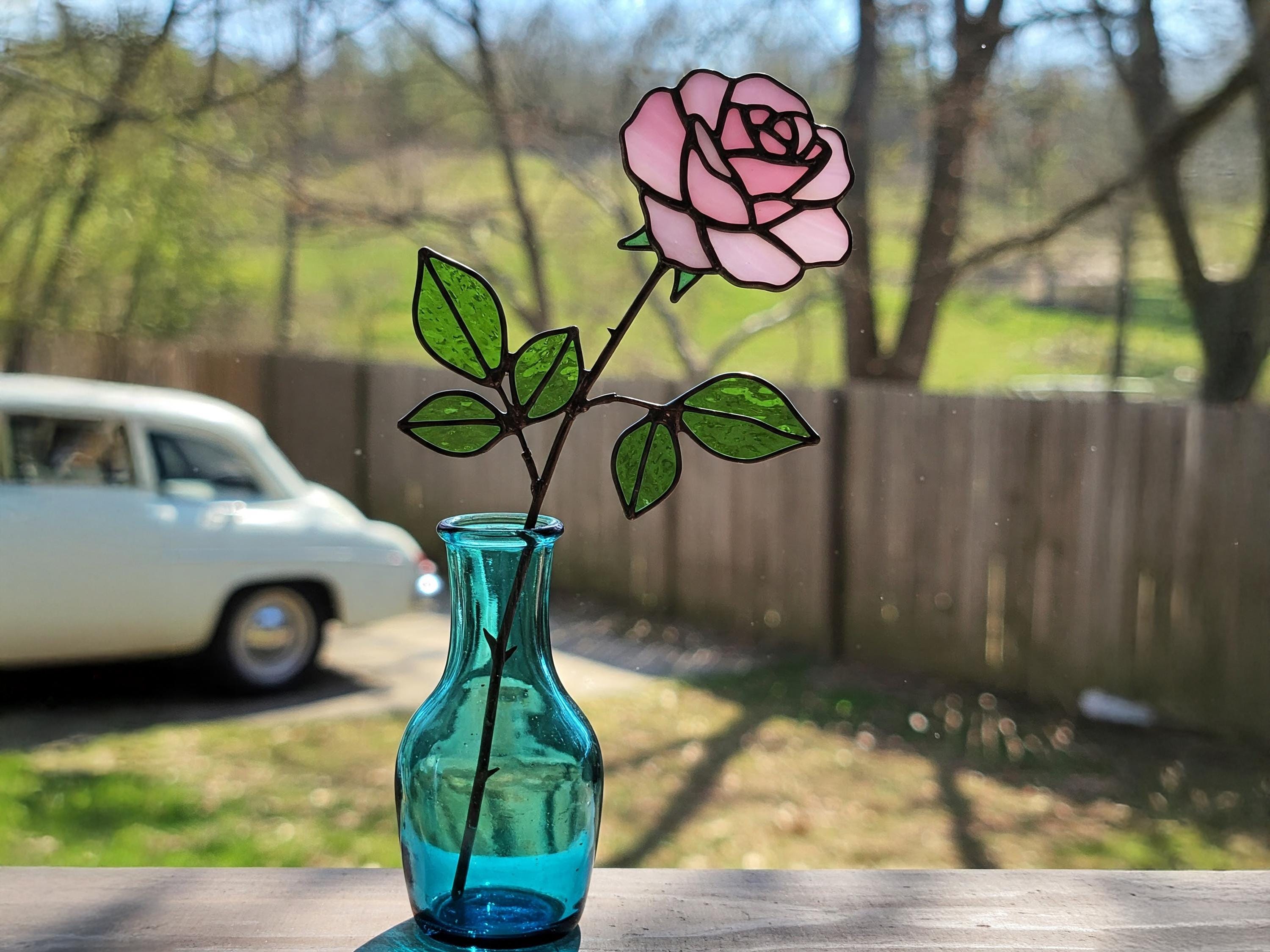 ステンドグラスパネル 薔薇 サンキャッチャー バラのステンドグラスパターン：誕生花のサンキャッチャー（PDF