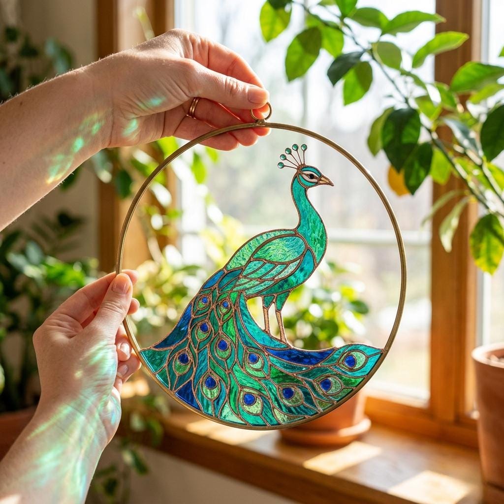 Peacock Stained Glass Mirror - Etsy