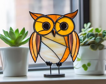 Owl Suncatcher Stained Glass Pattern: DIY Home Decor (PDF)