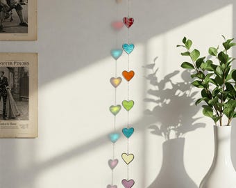 Stained Glass Heart Suncatcher: Colorful Hanging Window Decor, Valentine Decor, Valentine Gift for her