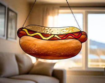 Hotdog Stained Glass Pattern: Fast Food DIY (PDF)