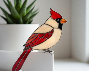 Red Cardinal Glasmalerei Suncatcher-Muster (PDF)