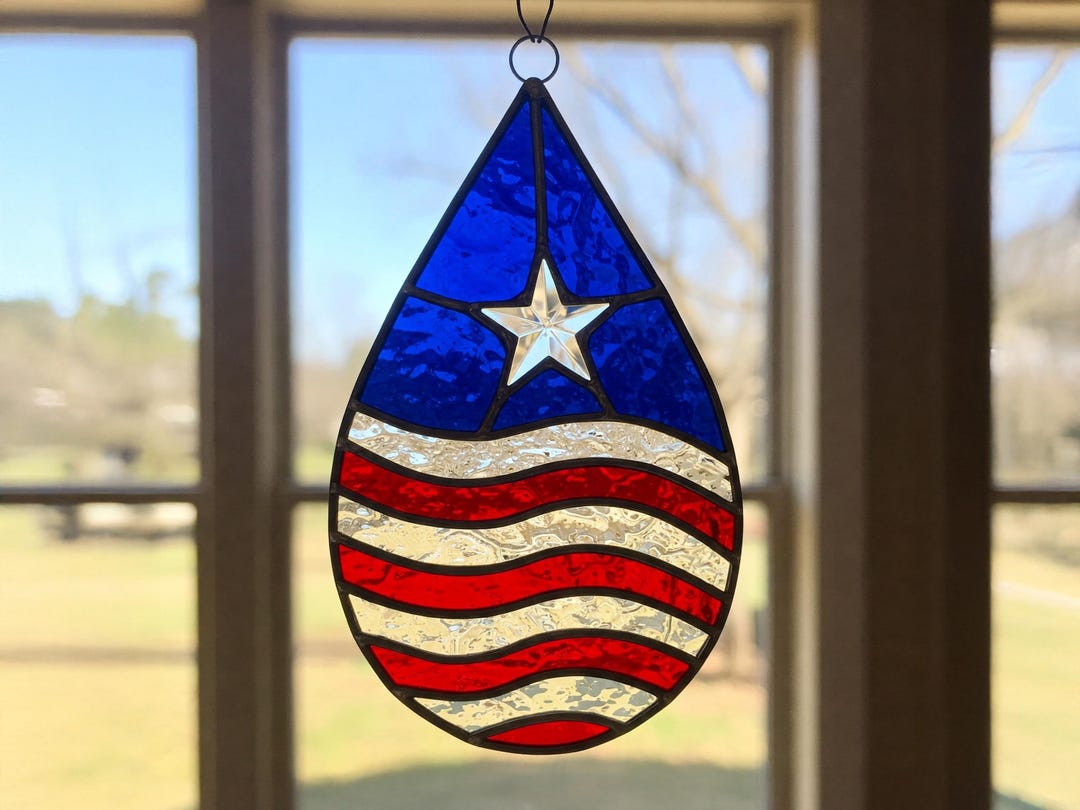 American Star Flag Stained Glass Pattern American Flag Suncatcher