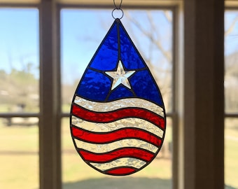 American Flag Suncatcher Stained Glass Pattern: DIY Home Decor (PDF Pattern)